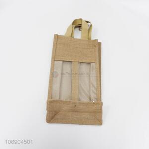 Good quality eco-friendly natural jute wine bag with handle
