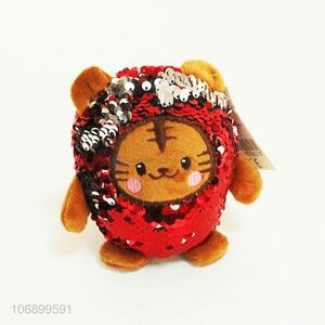 New products cartoon sequin plush tiger toy for kids