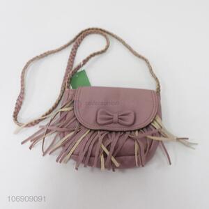Wholesale bowknot shoulder bag pu leather cross body bag with tassels