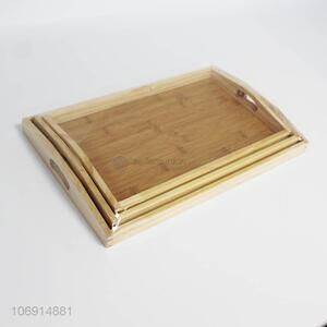 Custom printed 3pcs rectangle wood serving tray for kitchen