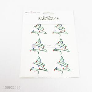 Promotional creative Christmas tree acrylic stone sticker for decoration