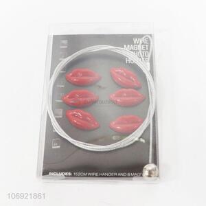 Wholesale creative steel wire magnet red lip photo holder
