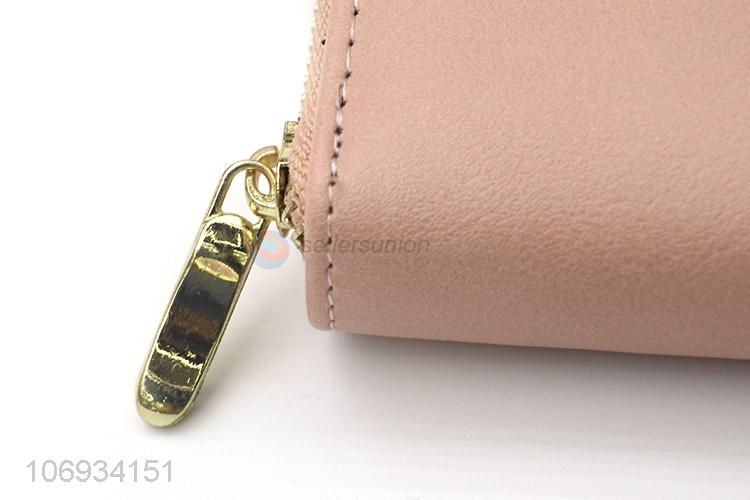 New Fashion Women Leather Wallet Zip Around Purse Lady Long Wallet