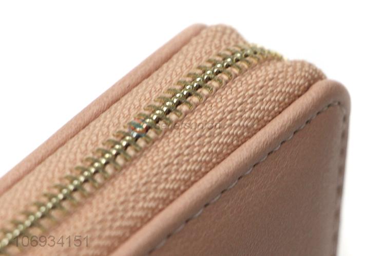 New Fashion Women Leather Wallet Zip Around Purse Lady Long Wallet
