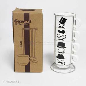 High quality creative ceramic coffee cup set with metal rack