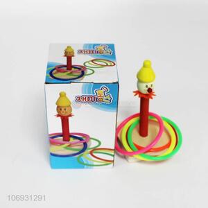 Popular products kids educational wooden clown ring toss toy