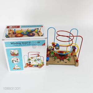 High quality baby educational wooden toy winding beads toy