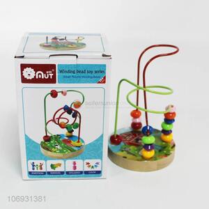 Factory wholesale baby educational wooden toy winding beads toy