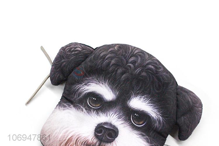 Wholesale cute 3D schnauzer printed coin bag change bag