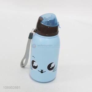 Wholesale cute cartoon print plastic sports bottle with straw