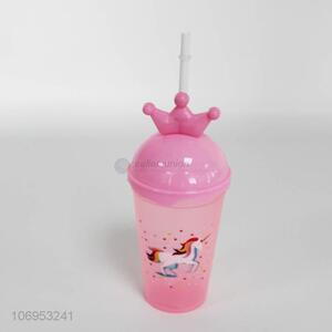 Premium quality cute cartoon plastic straw cup