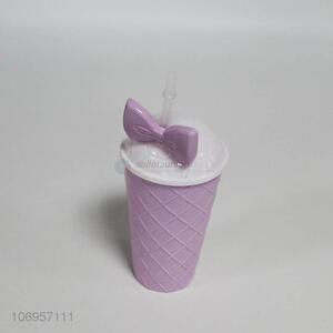New products exquisite bowknot design plastic straw cup