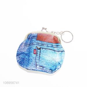 Good quality novelty jeans printed pvc coin wallet coin pouch