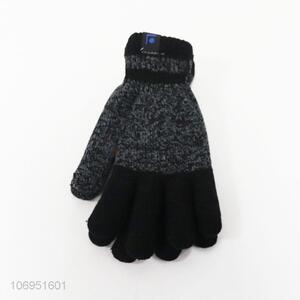 Premium quality adult men winter warm acrylic knitted gloves