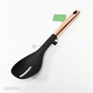 Factory price kitchen nylon slotted ladle with copper plated stainless steel handle