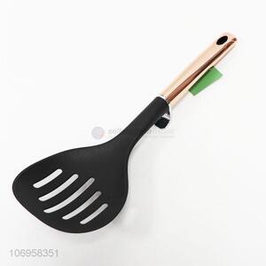 China OEM kitchen cooking tools nylon slotted ladle with copper plated stainless steel handle
