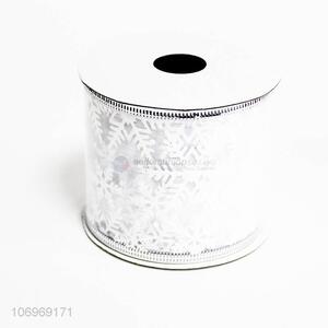 Hot selling white snowflake Christmas gift ribbon for DIY crafts