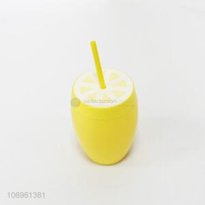 Good Quality Fruit Shape Plastic Water Cup With Straw