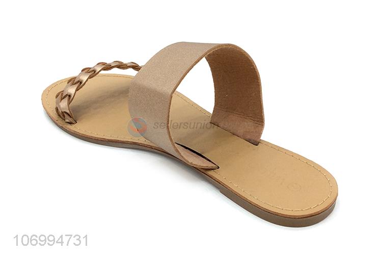 Hot selling women classic outdoor golden pu leather slippers