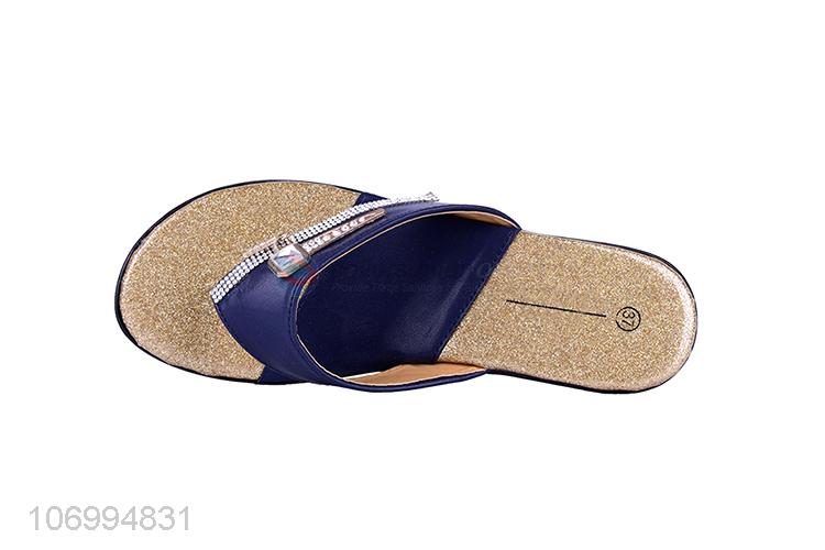 New design summer clear rhinestones ladies platform slippers