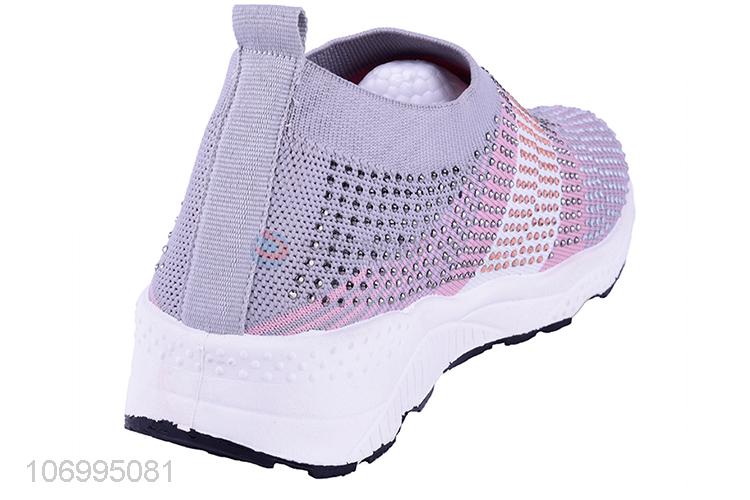 Recent design summer hot drilling knitted mesh women shoes