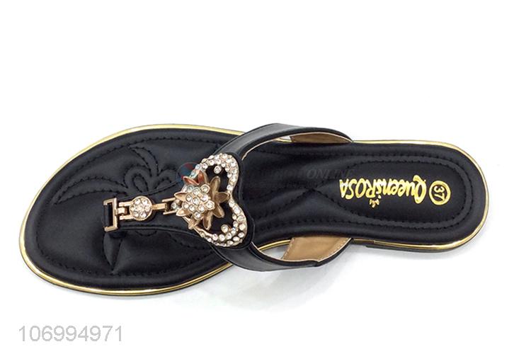 Competitive price rhinestones thong slipper flat slipper for women