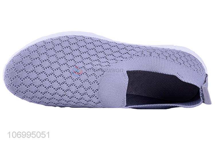 Latest design ladies summer knitted mesh slip-on shoes casual shoes
