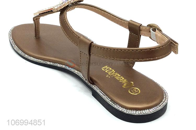 Good sale trendy rhinestones women thong sandal fashion shoes