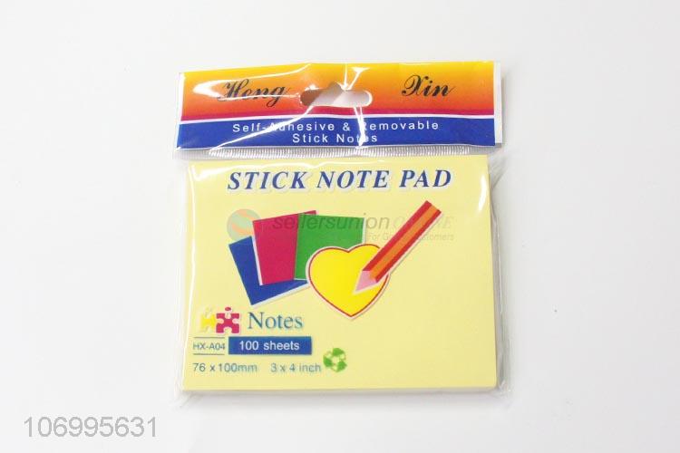 Popular 100 Sheets Colorful Self-Adhesive Stick Note Pad