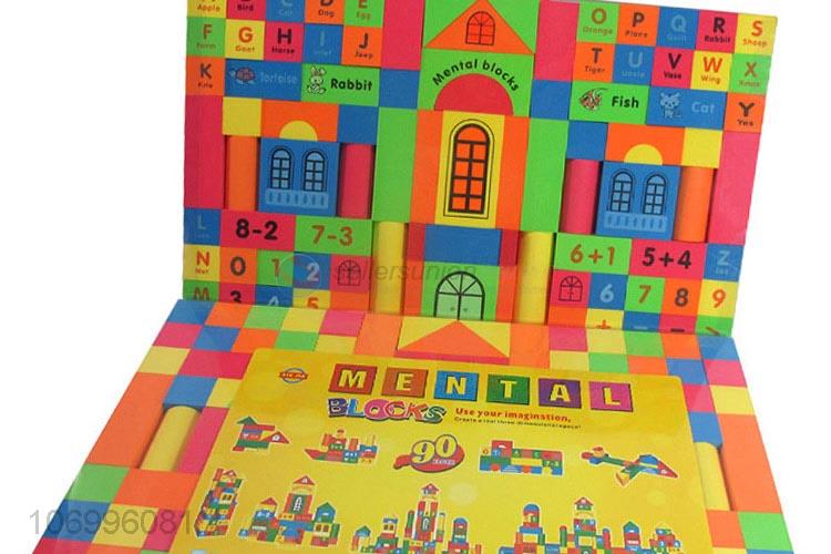 Premium quality 90pcs children intelligent toys colorful wooden building blocks