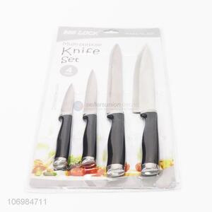 Premium quality 4 pieces plastic handle kitchen knives set