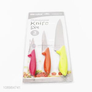 Custom 3PCS/Set Colorful Plastic Handle Kitchen Knife