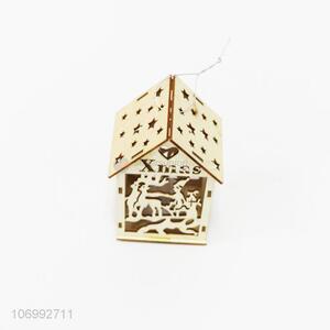 Fashion design festival decoration hanging led light up wooden house lamp for Christmas