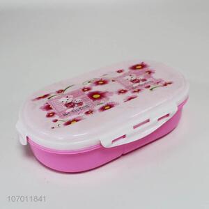 Wholesale fashion flower printed plastic lunch box with spoon