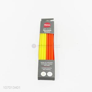 Competitive Price 12PC Eco Friendly Plastic Straight Reusable Drinking Straw