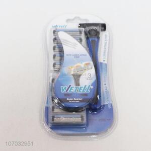 Low price men 3 blades manual shaving razor with replacement blades
