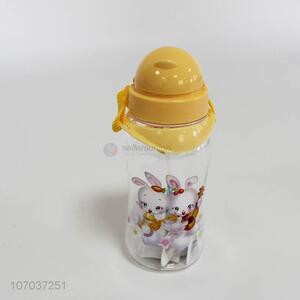 Wholesale plastic kids drink cup 400ml children water bottle with straw