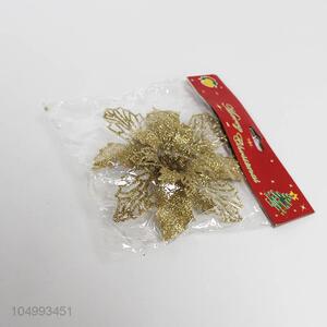 Wholesale christmas ornament decoration gold plastic christmas flower