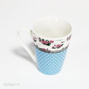 Promotional fine flower pattern ceramic mug ceramic coffee cup