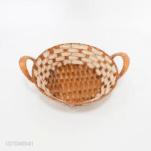 Superior quality plastic rattan basket fruit storage basket with handles