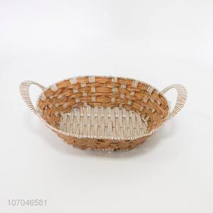 Hot sale plastic rattan basket fruit storage basket with handles