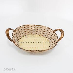 New style plastic rattan basket fruit storage basket with handles