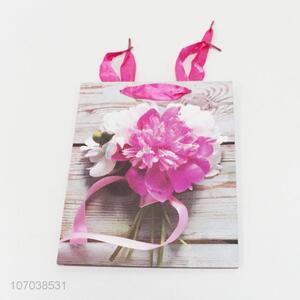 Contracted Design Flowers Printing Paper Party Gift Bag With Handles