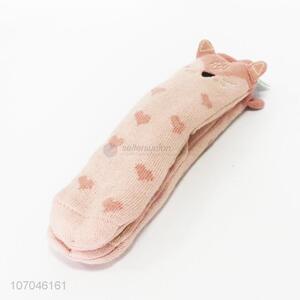 Recent style cartoon fox design fleece lined women floor socks