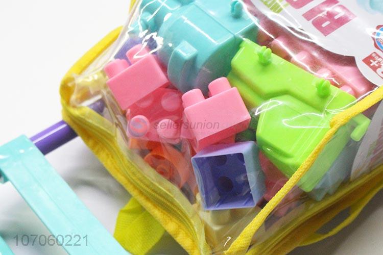 Latest Colorful Plastic Puzzle Building Blocks With Trolley Backpack