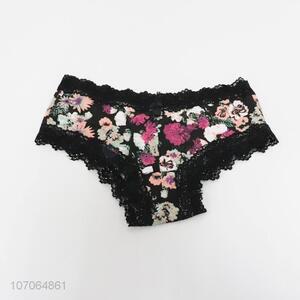 Hot selling fashionable women lace panties with flower printing