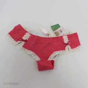 New design exquisite polka dot printed women panties with bowknots
