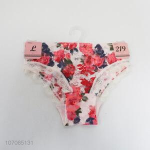 High quality fine flower printed women panties ladies underwear