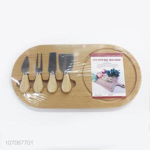 Wholesale <em>Wooden</em> <em>Cutting</em> <em>Board</em> With 4 Pieces Cheese Knife Set