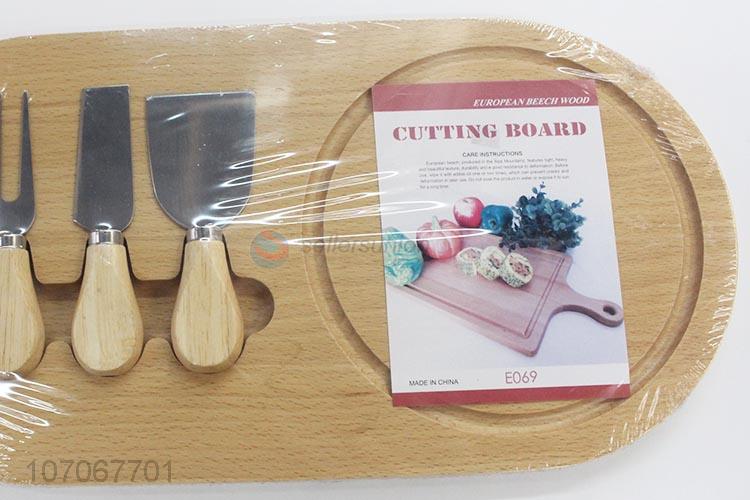Wholesale Wooden Cutting Board With 4 Pieces Cheese Knife Set